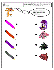 okul öncesi renkler çalışma sayfaları; renkleri eşleştirme çalışmaları